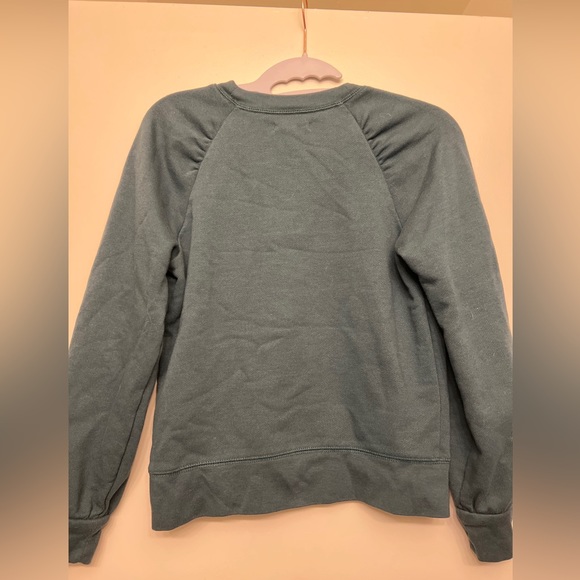 Madewell Forest Green Gathered Puff-Sleeve Sweatshirt XXS - Picture 4 of 4